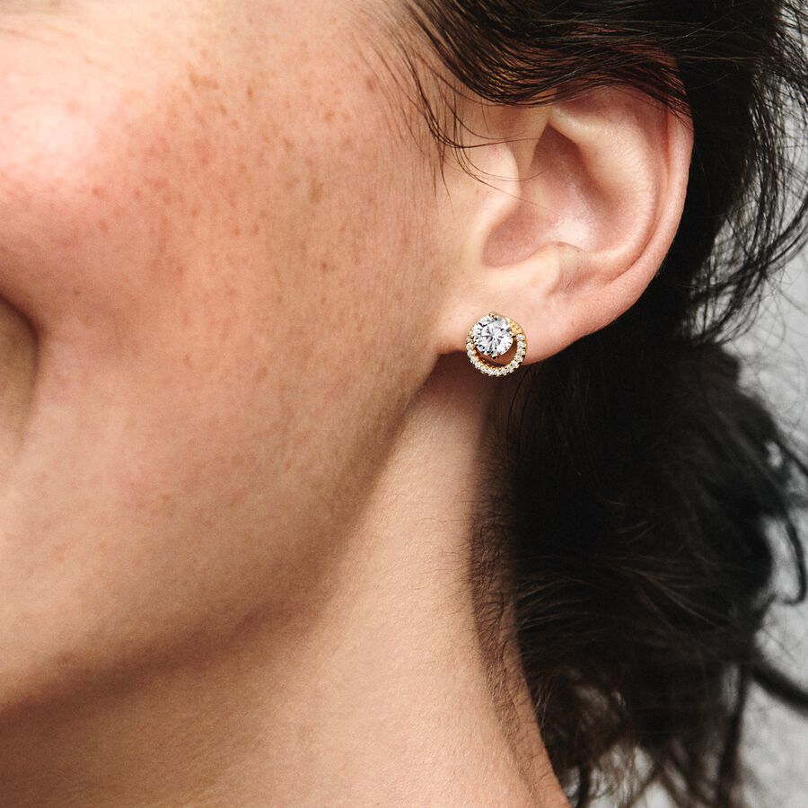 Radiant Beauty: 925 Sterling Silver Brilliant Round Halo Earrings Stud –  Rakva