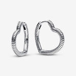 Pandora Moments Heart Charm Hoop Earrings