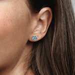 Pandora March Sea Aqua Blue Eternity Circle Stud Earrings