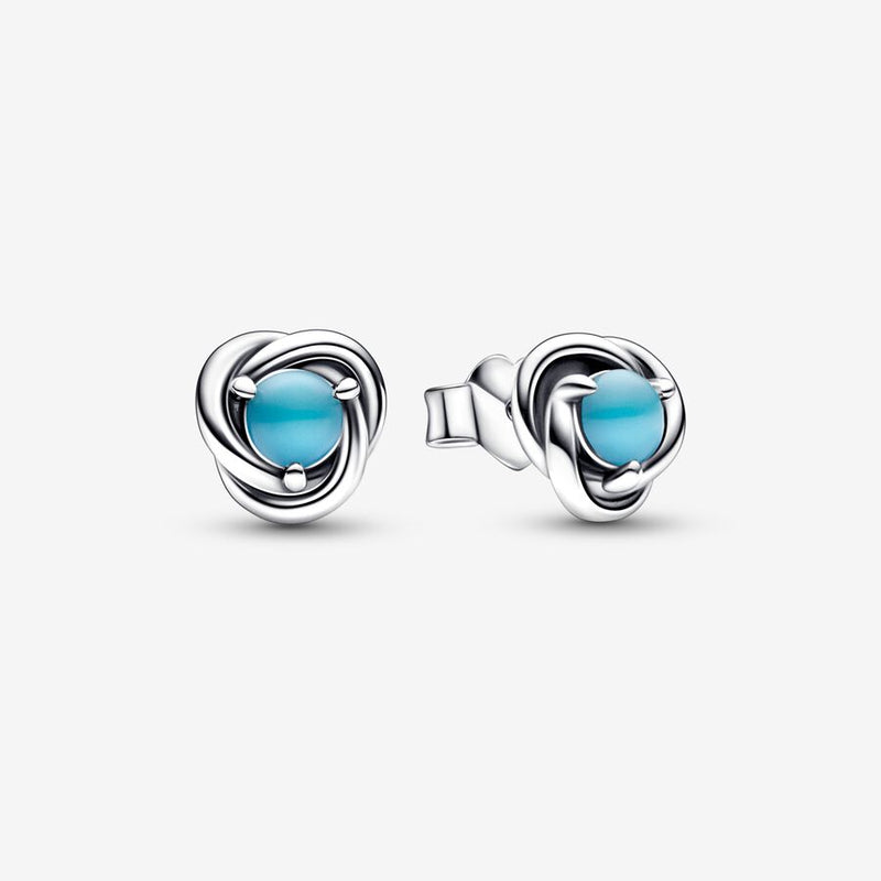 Pandora December Turquoise Blue Eternity Circle Stud Earrings