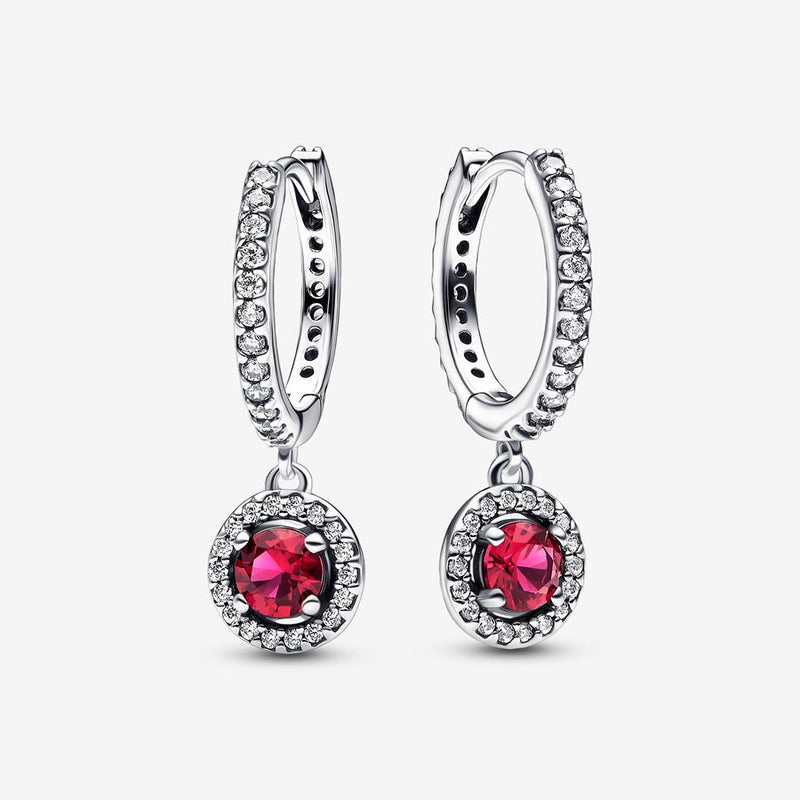 Pandora Red Round Sparkling Hoop Earrings