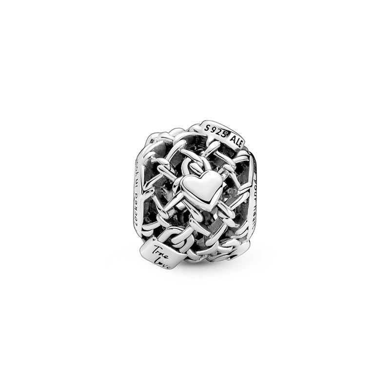 Pandora Silver Padlock Openwork Wire Openwork Charm