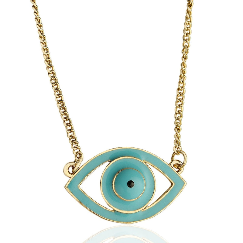 Estele Turquoise Blue Enamel Evil Eye Pendant