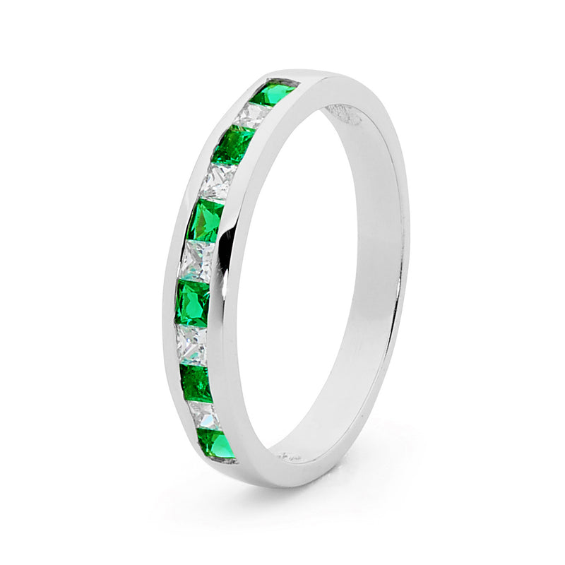 Bee Stg  Emerald Cz  Ring