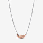 Pandora Feather 14k Rose Gold Plated Serling Silver Necklace