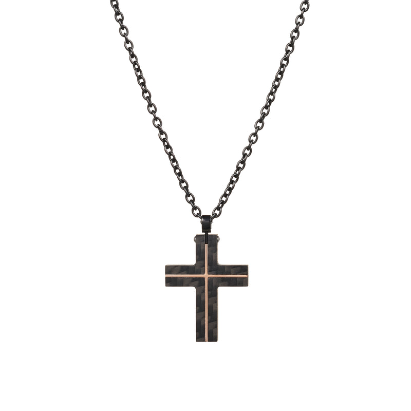 Cudworth Carb Fibre/R/G/P Cross  IP Black S-Steel Chain