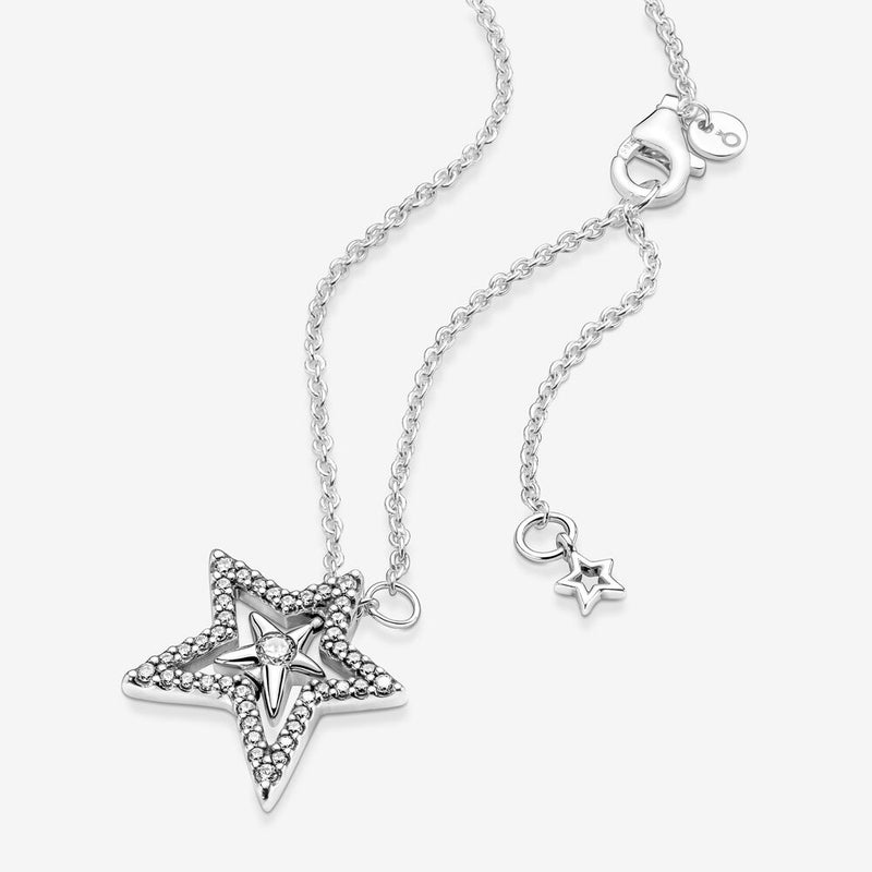 Young Teen Shooting Star Diamond Necklace Sterling Silver 17