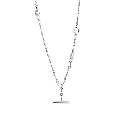 Pandora Knotted Hearts Silver T-Bar Necklace