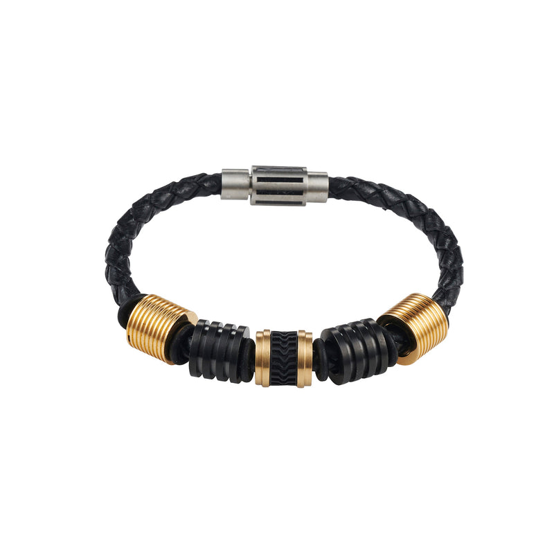 Cudworth Hardware Brown Leather Bracelet 24cm G/P/Black Beads – Prouds Fiji