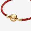 Pandora Moments Red Woven Leather Bracelet