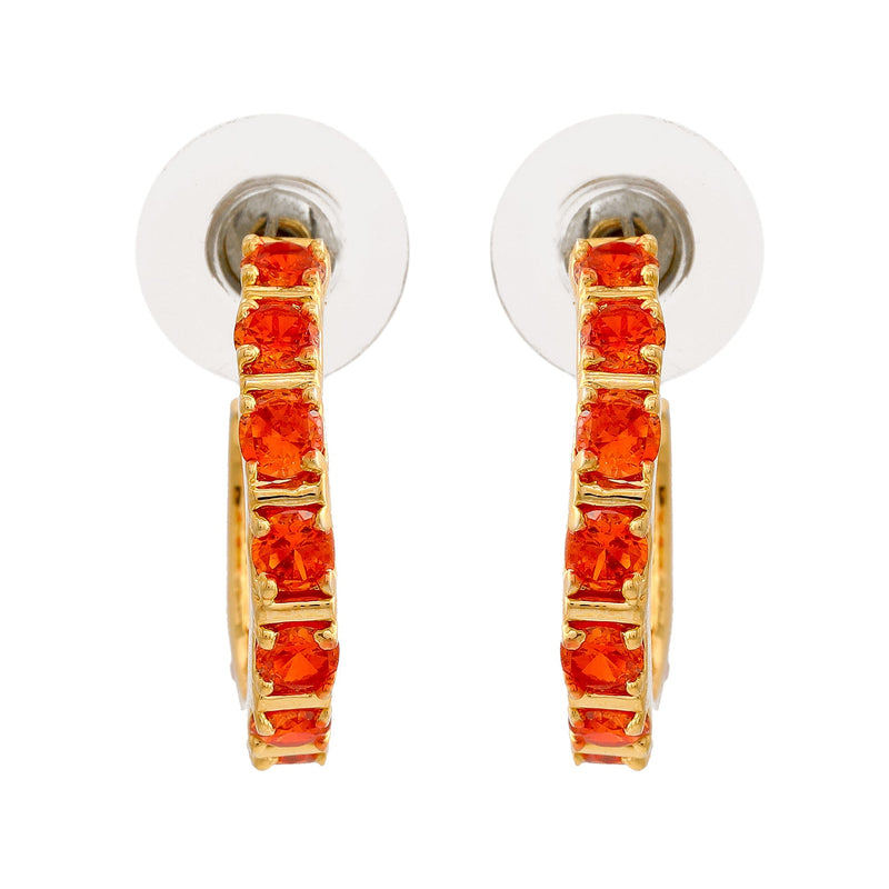 Estele 24Kt Gold Plated Orange CZ Hoop Earrings