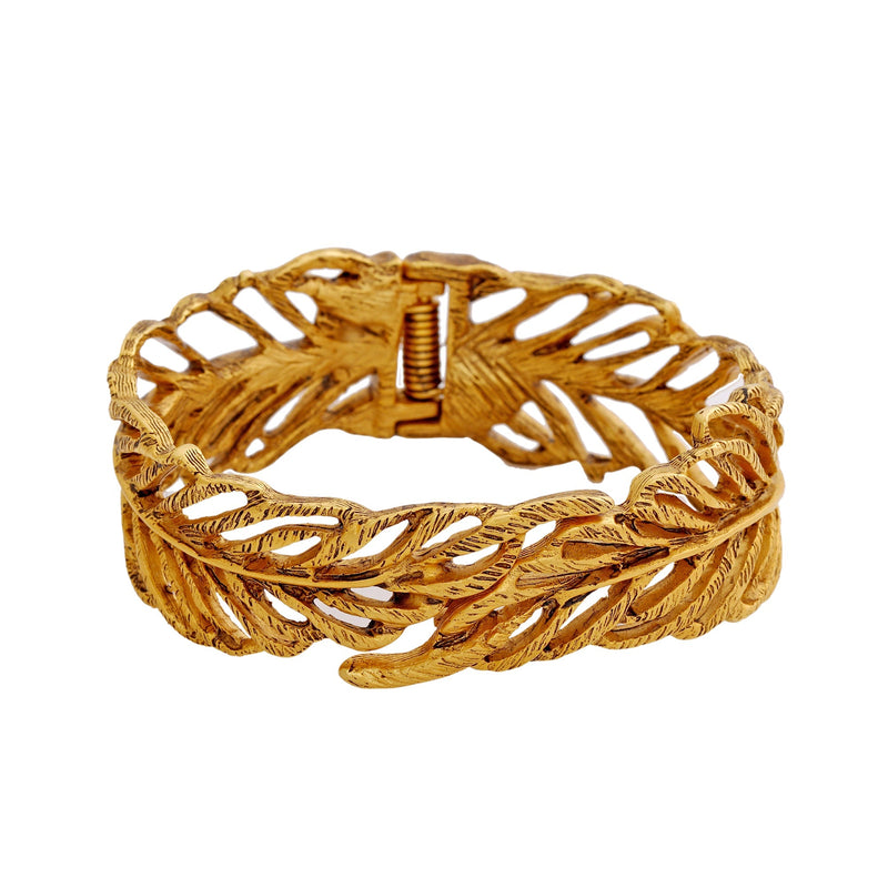 Estele Traditional antique gold plated sweet cherry leaf cuff bracelet