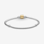 Pandora Moments Two-tone Barrel Clasp Snake Chain Bracelet