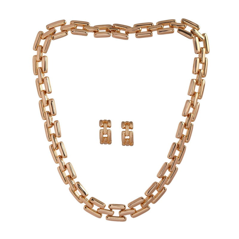 Estele - 24 KT Gold Plated Interlink Chain Necklace Set