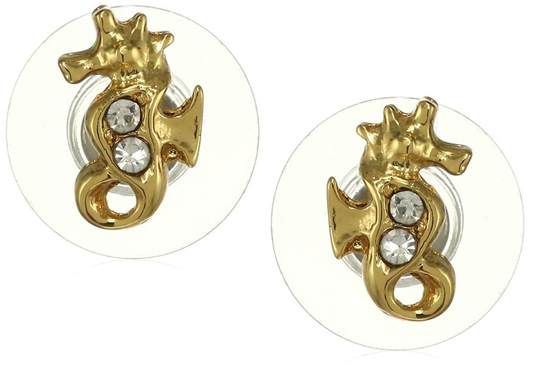 Estele 24 Kt Gold Plated Seahorse Stud Earrings