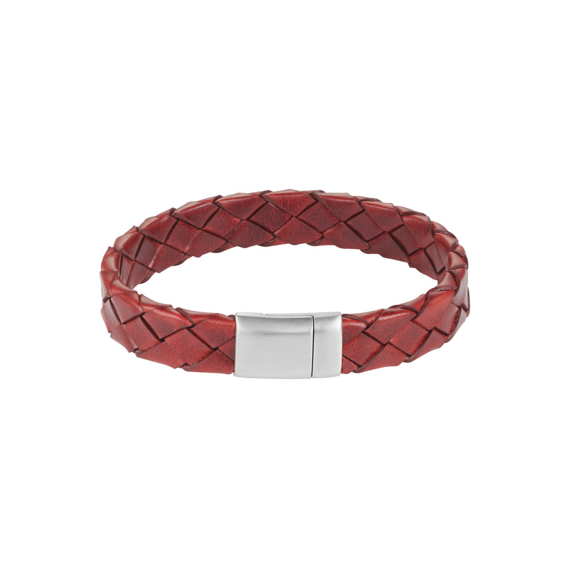 Cudworth  Hardware Rubino Leather Italian S-Steel Bracelet