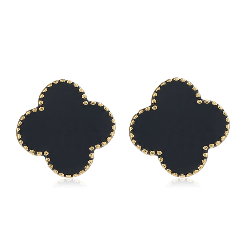 Estele My Heart Of Cube Black Enamel Stud Earring