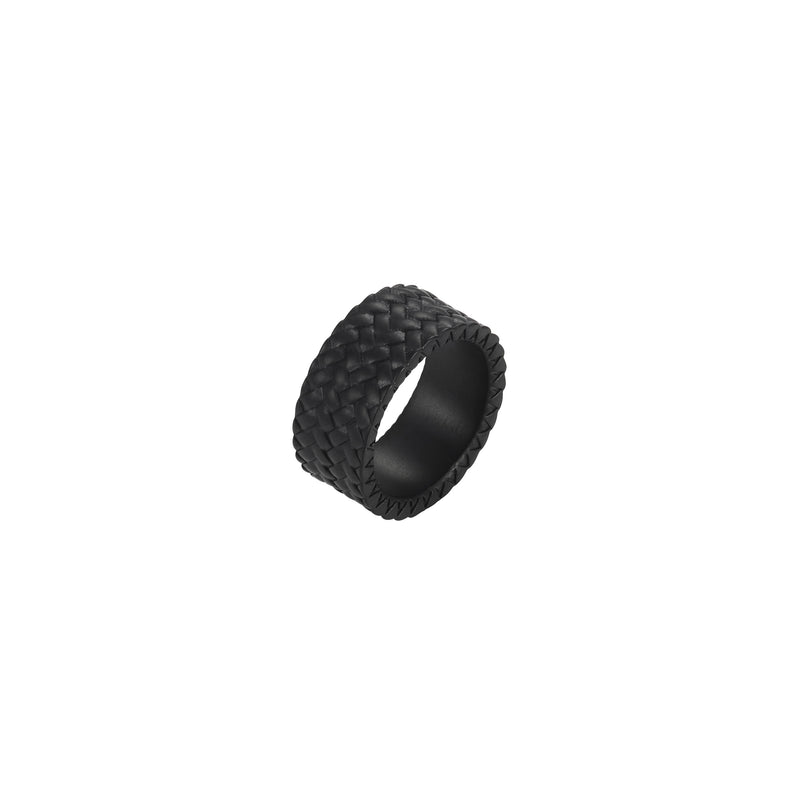 Cudworth IP Black S-Steel Tyre Pattern Cuff Pattern Ring