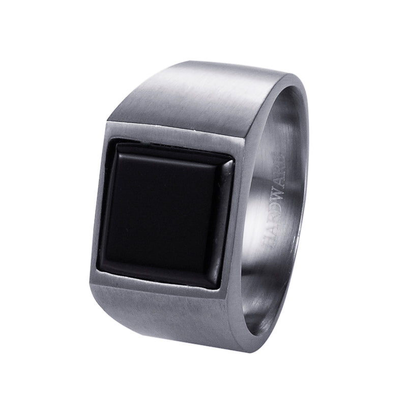 Cudworth S-Steel/Agate Signet Ring
