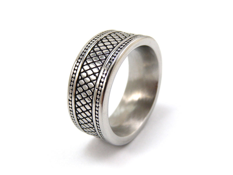 Cudworth S-Steel/Antique Grey patterned Ring