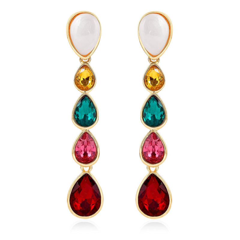 Estele  Gemstone Crystals Drop Earrings