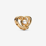 Pandora 14k solid gold Openwork Swirling Heart & Treated Freshwater Cultured Pearl Charm
