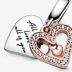 Pandora Rose Sparkling Freehand Hearts Hanging Charm