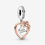 Pandora Rose Heart & Rose Flower Hanging Charm