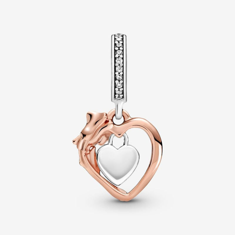 Pandora Rose Heart & Rose Flower Hanging Charm