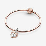 Pandora Rose Heart & Rose Flower Hanging Charm