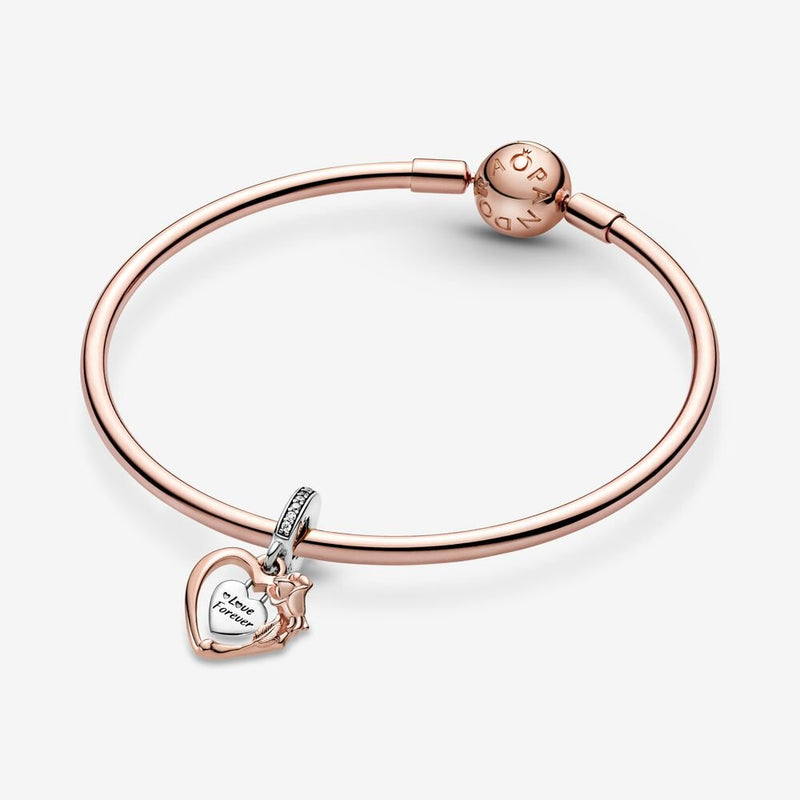 Pandora Rose Heart & Rose Flower Hanging Charm