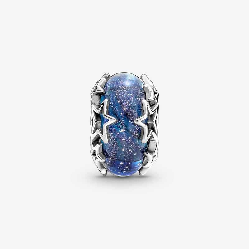 Pandora Stg Galaxy Glittery Blue Murano Charm