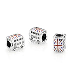 Pandora Silver Union Jack Bus Charm,  Red & Blue Enamel