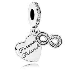 Pandora Forever Friends Hanging Silver Charm w CZ