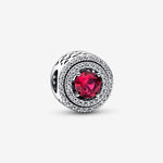 Pandora Red Sparkling Leveled Round Charm