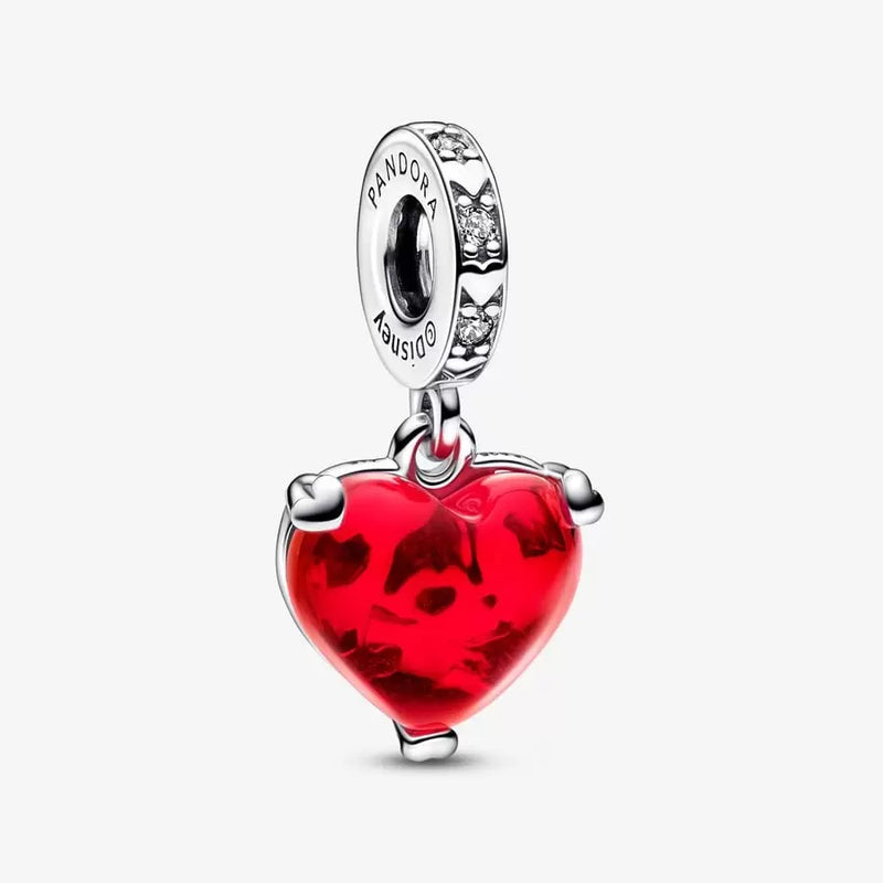 Pandora Disney Mickey & Minnie Mouse Kiss Red Murano Glass Dangle Charm