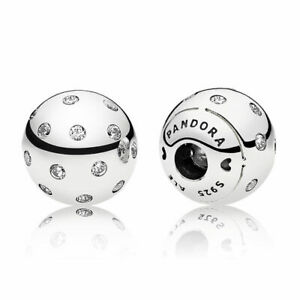 PandoraInterchangeable Open Bangle Silver End Caps w CZ