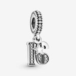 Pandora 16 Years Of Love Silver Hanging Charm with Cz