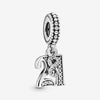 Pandora 21 Years Of Love Silver Hanging Charm with Cz