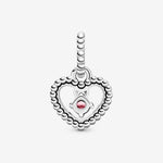 Pandora October Petal Pink Beaded Heart Dangle Charm