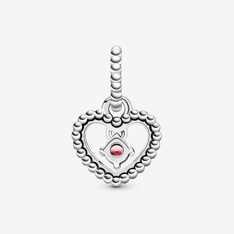 Pandora October Petal Pink Beaded Heart Dangle Charm