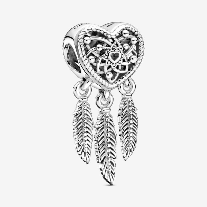Pandora Heart & Feathers Dreamcatcher Silver Charm