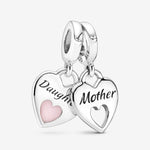 Pandora Mother & Daughter Hearts Silver Hanging Charm