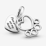 Pandora Hearts & Paw Print Dangle Charm