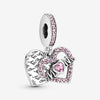Pandora Mum Heart Sterling Silver Dangle & Pink Cz