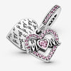 Pandora Mum Heart Sterling Silver Dangle & Pink Cz
