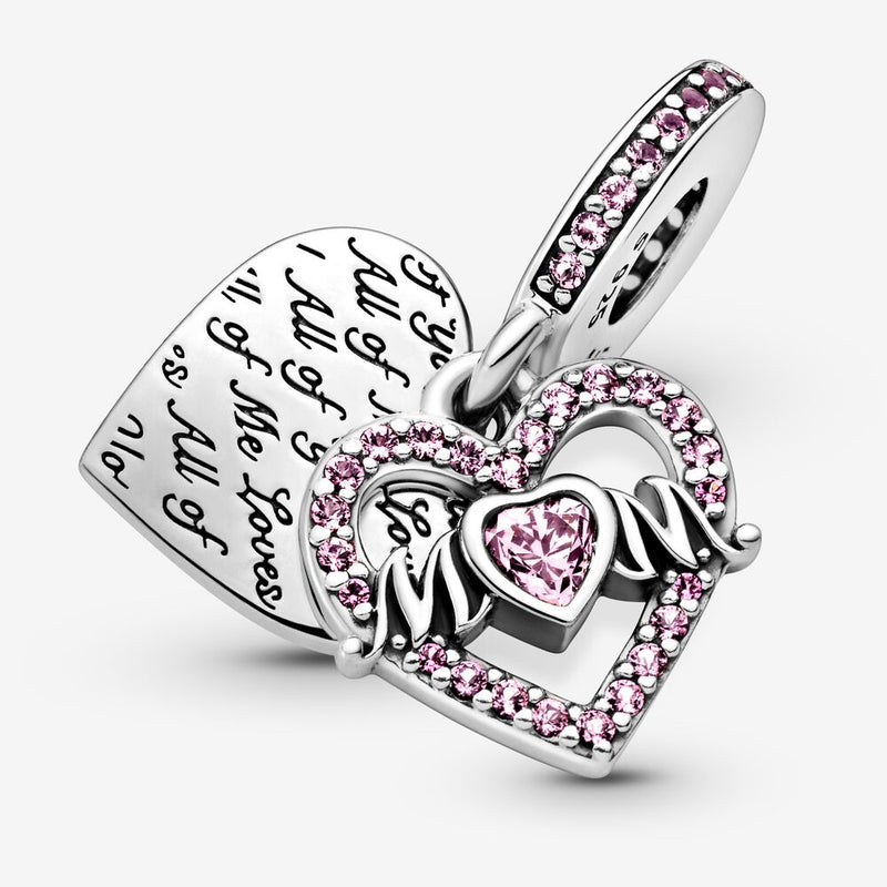 Pandora Mum Heart Sterling Silver Dangle & Pink Cz