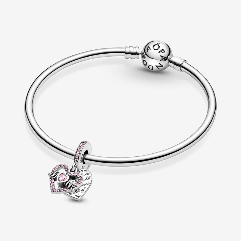 Pandora Mum Heart Sterling Silver Dangle & Pink Cz