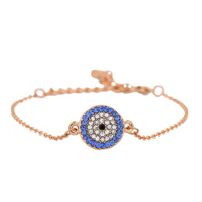 Estele Coin Evil Eye Rose Gold Bracelet Using Austrian Stones (adjustable)