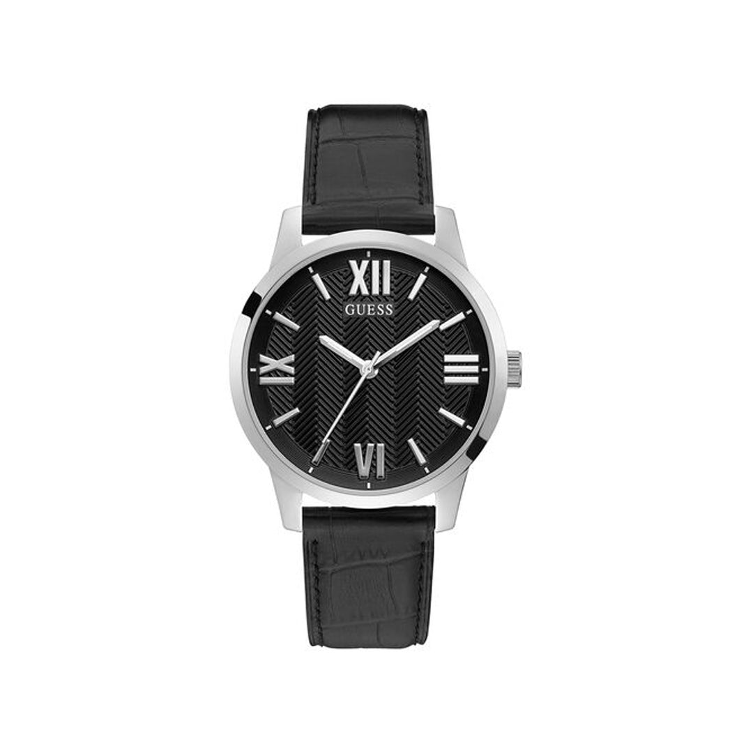 Guess genuine leather on sale watch